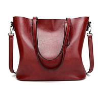 Coolives Borse Tote da Donna Borsa a Spalla con Tracolla Shopper in Pelle PU Vino rosso