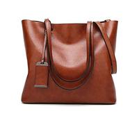 Coolives Secchiello Borsa Tote con Tracolla da Donna Borse a spalla Verticale in Pelle PU per Signora Marrone