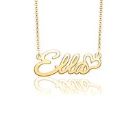 CoolJewelry Collana con nome personalizzato Love Heart Collana con nome personalizzato in argento Sterling 925 Collana con nome con simbolo del cuore, collana con iniziale, regalo per donne e ragazze