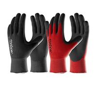 COOLJOB guanti da lavoro, 6 paia guanti da giardinaggio, Guanti da lavoro uomo, Guanti di sicurezza da lavoro uomo rivestiti in gomma con Power Grip, nero e rosso (mezza dozzina M)