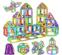 COOLJOY 40 Pezzi Costruzioni Magnetiche, Gioco Magnetico Educativi Giocattoli Bambino Calamite, Costruzioni per Bambini 3 4 5 6 Anni Giocattolo Educativo e Creativo