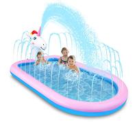 COOLJOY Piscina Fuori Terra Piscina Gonfiabile Splash Pool | Bambini Sprinkler Piscinetta Spruzzi Piscina | Unicorno Giocattolo Piscina Bambini Giardino Estivo Attività 175×120×50 cm, Rettangolare