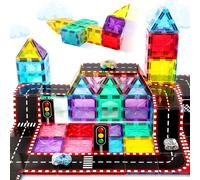 COOLJOYA Costruzioni Magnetiche Giochi Bambini 3 4 5 Anni, 65 Pezzi Costruzioni per Bambini, Tessere Magnetiche Set di Toppers Stradali, Giochi per Bambini 3 4 5 6 7 8 Anni