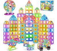 COOLJOYA Mattoncini magnetici, 136 pezzi, gioco magnetico STEM, mattoncini magnetici, giocattolo Montessori a partire dai 3 anni, magneti per bambini dai 3 4 5 6 7 anni, regalo di Pasqua per bambini