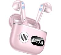 CoolJumper Auricolari Bluetooth V6.1 2026, doppio display a LED, mini design in-ear, bassi profondi, autonomia di riproduzione 48 ore, impermeabilità IP7, rosa