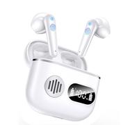 CoolJumper Auricolari Bluetooth V6.1 2026, doppio display a LED, mini design in-ear, bassi profondi, autonomia di riproduzione 48 ore, impermeabilità IP7, bianco