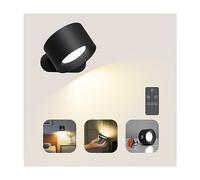 Coollamp Applique a batteria, Applique da parete interno con telecomando, batteria ricaricabile, 3 modalità di colore, 3 dimmer, rotazione di 360 °, Lampada muro per la lettura, camera da letto-1pc