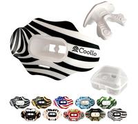 COOLLO SPORTS MAXX/Might Football - Paradenti per labbra e sport ad alto impatto, per adulti e ragazzi, con cinturino incluso, motivo zebrato, nero, con custodia (8+)