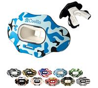 COOLLO SPORTS MAXX/Might Football - Paradenti per labbra e sport ad alto impatto, per adulti e ragazzi (cinghia inclusa) (camo - blu - (due strati), senza custodia (adulto 8+))