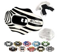 COOLLO SPORTS MAXX/Might Football - Paradenti per labbra e sport ad alto impatto, per adulti e ragazzi (cinghia inclusa), zebrato, nero (due strati), con custodia (adulti 8+))