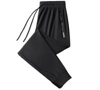 Coolmance - Pantaloni elasticizzati, unisex, ultra elasticizzati, ad asciugatura rapida, in seta di ghiaccio sottile, traspiranti, Nero-jogging, XXXXL