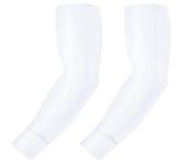 COOLOMG Braccio Sleeves - Tutore a compressione, antiscivolo, anti-UV, per ciclismo, pallavolo, da basket, per donna, uomo, bambino, 1 paio, colore bianco, L