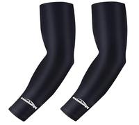 COOLOMG Braccio Sleeves - Tutore a compressione, antiscivolo, anti-UV, per ciclismo, pallavolo, da basket, per donna, uomo, bambino, 1 paio, nero, L