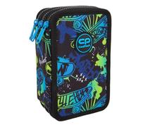 CoolPack Astuccio XXL a 3 scomparti per la scuola, astuccio a 3 scomparti, astuccio per ragazze, ragazzi, astuccio per studenti a 3 piani, Skate Night, Multicolore., Astuccio