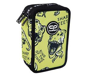 CoolPack Astuccio XXL a 3 scomparti per la scuola, astuccio, astuccio per ragazze, ragazzi, 44 pezzi, con 3 piani, Dino Adventure, Multicolore., Astuccio per matite