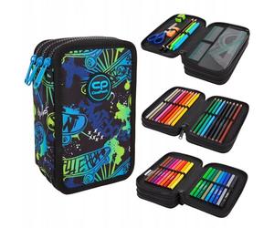 Coolpack Astuccio XXL a 3 Scomparti per la Scuola, Astuccio per Ragazze e Ragazzi, Skate Night, Multicolore