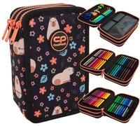 CoolPack Capybara - Astuccio XXL a 3 scomparti per la scuola, a 3 livelli, per ragazze, ragazzi, 44 pezzi, Multicolore., Astuccio