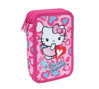 CoolPack Hello Kitty Sweet Leopard - Astuccio Jumper 2 riempito - Astuccio scuola con 2 scomparti - Astuccio con matite colorate e pennarelli in fibra