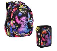 Cool Pack Zaino scuola 19L Jerry DISNEY STITCH nero + astuccio CAMPUS Stitch con scomparto organizer robusto imbottito scomparto per computer portatile e bottiglia, multicolore, Schulrucksack +