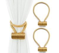 Coolpeen, fermatende magnetici, confezione da 2 fermatenda decorativi per tende, 45,5 cm, fermatenda per tende sottili o trasparenti (oro)