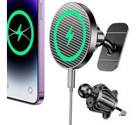 Coolpow Caricatore magnetico per auto Magsafe 【100% stabile】15 W Magsafe caricabatteria da auto magnetico per accessori auto per donne uomini supporto telefono auto caricabatterie wireless per iPhone
