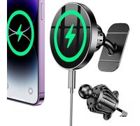 Coolpow Caricatore Wireless Auto per MagSafe【15W Ricarica Rapida】 Magnetico Porta Cellulare Auto【Mani Libere】 Regolabile 360° Caricatore Supporto Magnetico Telefono Auto per iPhone 17 16 15 14 13 12