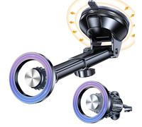 Coolpow Supporto Telefono Auto per MagSafe [20X N55 Magneti] Porta Cellulare Auto Magnetico,[Forte Aspirazione] 360°Estraibile Porta Telefono Auto per Parabrezza/d'Aria Bocchetta/Cruscotto per iPhone