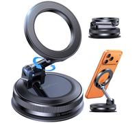 Coolpow Supporto Telefono Auto per Magsafe [360° Rotazione ＆ Pieghevole] 26X Potenti Magneti Porta Telefono Auto per Specchio/Schermo/Palestra,Porta Cellulare Magnetico Pieghevole per iPhone17-Nero