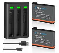 Coolshow - Batteria di ricambio per action camera X3, 1800 mAh, 2 confezioni e caricabatterie triplo X3, compatibile con fotocamera Insta360 X3