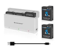 CoolSHOW Osmo Action 6 5 Pro/4/3/Osmo 360 batteria 2100 mAh 2 pezzi e Osmo Action 6/5/4/3/360 caricabatterie compatto design portatile compatibile con DJI Osmo Action 6/5 Pro/4/3, Osmo 360