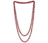 COOLSTEELANDBEYOND Bellissimo Rosso Legno Perlina Lunga Catena Bavoir Girocollo Statement Collana Pendente, Multi-fila