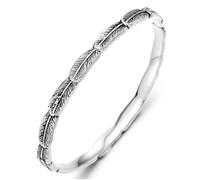 COOLSTEELANDBEYOND Bracciale Rigido con Piuma in Acciaio Inossidabile Stile Tribale Aperto Boho Regolabile