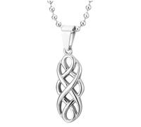 COOLSTEELANDBEYOND Collana Nodo Celtico per Donna, Pendente Infinito in Acciaio Inossidabile con Design Elegante Intrecciato