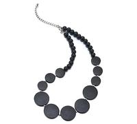 COOLSTEELANDBEYOND Nero Legno Cerchio Disco Perlina Catena Pendente Girocollo Choker Collana, Festa Banchetti Unico Abito da Sera