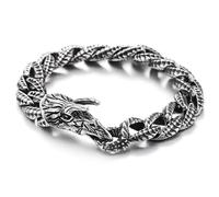 COOLSTEELANDBEYOND Uomo Acciaio Vichingo Drago Bracciali Nordica Serpente Catena, Pesante Norvegese Mitologia Gioielli