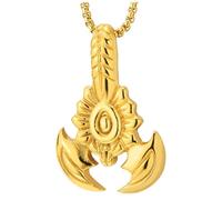 COOLSTEELANDBEYOND Uomo Colore Oro Acciaio Inossidabile Re Scorpione Ciondolo Collana con Complesso Dettagliato, Pesante e Simbolo