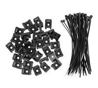 Coolty 150 Pezzi Supporto per Fascette Stringicavo, 23 mm x 16 mm, con 150 Pezzi Fascette in Nylon, 150 mm(Nero)