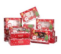 Coolty 20 Pezzi Scatole per Cupcake 6 Fori Scatole per Muffin Scatola Cupcake con Finestra e Inserti Scatola per Dessert Muffin Pasticcini Macarons Torte Regali (Tipo Rosso Natale)
