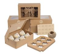 Coolty 20 Pezzi Scatole per Cupcake 6 Fori Scatole per Muffin Scatola Cupcake con Finestra e Inserti Scatola per Dessert Muffin Pasticcini Macarons Torte Regali (Marrone)