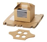 Coolty 25 Pezzi Scatole per Cupcake 4 Fori Scatole per Torte Scatola di Imballaggio in Carta per Dessert Muffin Pasticcini Macarons Torte Regali DIY (Marrone)