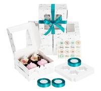 Coolty 30 Pezzi Scatole per Cupcake 4 Fori Scatole per Muffin Scatola Cupcake con Finestra e Inserti Scatola per Dessert Muffin Pasticcini Macarons Torte Regali (Bianco Marmo)
