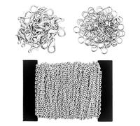 Coolty 39 Piedi / 13 Iarde Collana a catena placcata con 30 moschettoni e 100 anelli di salto per collane, gioielli, accessori fai da te (Argento)