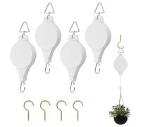 Coolty 4 Pack Carrucole per Piante Ganci Regolabili per Cesti di Fiori per Piante Appese e Mangiatoie per Uccelli con 4 Ganci per Soffitto (Bianco)