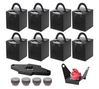 Coolty 50 Pezzi Scatole Singole per Cupcake Scatole per Muffin Scatola Cupcake con 100 Pezzi Custodie per Cupcake Scatola per Dessert Muffin Pasticcini Macarons Torte Regali (Black)