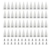 Coolty 50 Set Borchie a Cono Stud Spike Punk Cintura Borsa Abbigliamento Rivet per fai da te in pelle Artigianato Abbigliamento Borse Cintura Braccialetto Decorazione, 10x29mm(Argento)