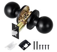 Coolty Pomelli per Porte di Passaggio Maniglia Rotonda Non Bloccante Senza Chiave per Porte Interne Non Bloccanti Porte di Cucina Armadio Dispensa Armadio Corridoio (Nero)