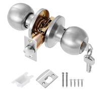 Coolty Pomello della Porta con Serratura e Chiave Rotonda Pomelli d'ingresso, Pomello della Porta Esterna per Camera da Letto/Casa/Ufficio/Luogo di Lavoro (Argento)