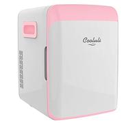 Cooluli 10L Mini Fridge for Bedroom - Car, Office Desk & College Dorm Room - 12V Portable Cooler & Warmer for Food, Drinks, Skincare, Beauty, Makeup & Cosmetics - AC/DC Small Refrigerator (Pink)