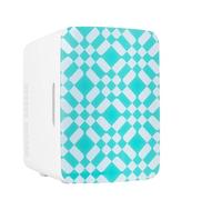Cooluli 10L Mini Fridge for Bedroom - Car, Office Desk & Dorm Room - 12v Portable Cooler & Warmer for Food, Drinks, Skincare, Beauty & Makeup - AC/DC Small Refrigerator with Glass Front, Green Pattern