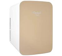 Cooluli 15L Mini Fridge for Bedroom - Car, Office Desk & College Dorm Room - 12v Portable Cooler & Warmer for Food, Drinks, Skincare, Beauty & Makeup - AC/DC Small Refrigerator with Glass Front, Gold